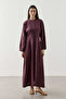 Linen Pleated Zipper Dress in Plum