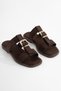 Gala Women's Brown Suede Buckle Detailed Comfortable Daily Slippers