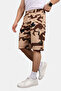 Men's Beige Camouflage Patterned Lycra Elastic Waist Cargo Capri Shorts – Zippered Pockets 2601691 - 5