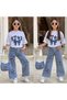 Girl's 3-Piece Denim Set with Star Bag