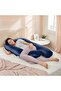 ® U-Shaped Full Body Maternity Pillow 57 inch with Removable Velvet Cover - Navy Blue - 3