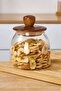 3 Pieces of Herry Borosilicate Conical Glass Jars with Acacia Lids 700 ml - 2