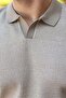 Sand Color Polo Collar Regular Fit Men's Knitwear T-Shirt E7496 - 4