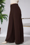 Women's Trousers Crepe Fabric Elastic Waist Comfortable Cut Dark Brown - 5