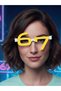 Cyberpunk 67 Number Design Glasses - Futuristic Entertainment, Party, Cosplay, and Concert Glasses Yellow - White - 2