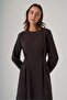 2048 Waist Detailed 100% Linen Dress – Brown - 3