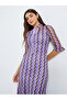Purple Chevron Knit Midi Dress with 3/4 Sleeves - 3