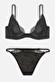Women's Black Embroidered Bra Set - 4