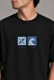 Ocean Club Embroidered Black Oversize Unisex T-Shirt 30/1 Regular Fabric - 2