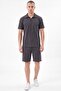 Troy Polo Collar Half Zipper Summer Men's Shorts Set - 2