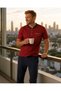 Men's Burgundy Crew Neck 3-Button Chest Pocket Seasonal Cotton Lycra Short Sleeve Pocket Pajama Set - 3