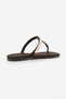 Women's Blunt Toe Flip Flops with Gold Metal Accessories, Daily Slippers, Lusina Brown Satin - 7