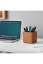 Boxy Wooden Pen Holder, Brown - 3