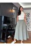 Khaki Elastic Waist Long Skirt