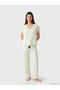 Vizyon New Season V-Neck Patterned Women's Pajama Set