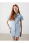 Nevavm Shirt Collar Mini Jean Dress with a Difference - 2