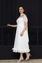 Top Atlas Fabric Bottom Chiffon Satin Designer Dress - White - 5