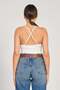 Women's cross-back tank top with built-in bra pads - ecru - 3