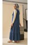 Women's Blue Layered Stitched Buttoned Denim Gilet Dress - 4