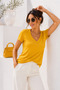 تي شيرت نسائي من الفيسكون بأكمام قصيرة ورقبة على شكل حرف V مريح وعصري - 4