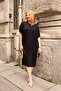 Plus Size Black Dress with Gold Accessories on the Shoulder - 7
