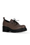 Gray Leather Women's Wedge Heeled Shoes - 2