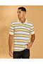 Men White and Yellow And Striped Polo Shirt