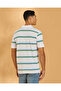 Men White and Green And Striped Polo Shirt - 3