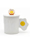 Daisy Ceramic Mug With Lid — Elegant Embossed Design | 350 ml