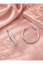 Stainless Steel Triple Crossing Silver Color Hoop Earrings - 3