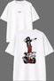 Cool Biker Movement 2 Design Front and Back Printed White Oversize t Shirt