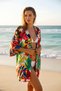 Multi-Colored Floral Patterned Midi Length Viscose Women's Kimono - 5