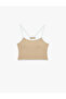Cross-Strapped Sleeveless Slim Fit Ribbed Sports Bra - 2