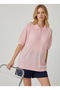 Women's Polo Collar Mesh Detailed Oversize Knitwear Blouse - 3
