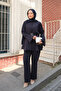 Women's Waist-Tied Button Detail Suit Navy Blue - 2