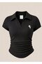 Women's 3-Piece Vintage Polo Collar Ribbed Lycra Blouse - 4