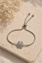 Women's Zircon Stone Snowflake Detailed Adjustable Bracelet with Lift-Off Feature