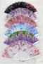 Mixed Color Bridal Bridesmaid Fans, Floral and Butterfly Patterned, Bride Bachelorette Party Henna Gift, 6 Pieces - 7