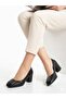 Women's Black Thick Heel Comfortable Fit Heeled Shoes - 2