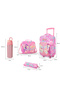 17” Trolley School Backpack Set w/ Stainless Steel Glitter Water Bottle – Butterfly Pink - 8