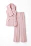 Stylish Gold Button Detailed Shawl Collar Vest and Powder Pink Trouser Set - 6
