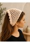 Hand Knitted Cream Nude Lace Hair Bandana Women's Summer Bohemian Crochet Bandana Hair Accessory