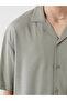 Nevavm Comfortable Fit Resort Collar Short Sleeve Linen Blend Men's Shirt with Difference - 6