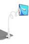 Tablet Stand Holder with Flexible Arm Clamp Mount for iPad and Kindle Fire, White