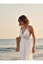 Women's Asymmetrical Cut Buldan Fabric Hand Knitted Lace Bustier Model Beach and Casual Dress - 3