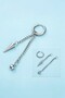 Perforated Spear and Globe Model Tassel Earring Men's Unisex 316L Steel Earring 1 Piece - 2