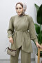 Asymmetrical Cut Brooch Suit Tsd260228 Khaki - 2