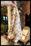 Beige Floral Patterned 45X45 Summer Chiffon Scarf |   Women's Neck Hair Bag Accessory - 2