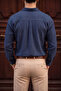 Tokyo navy blue textured fabric oversized relaxed fit shirt - 4