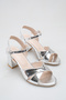 Silver Cross-Strapped Thick-Heeled Women's Sandals – Stylish Comfortable Casual Summer Shoes